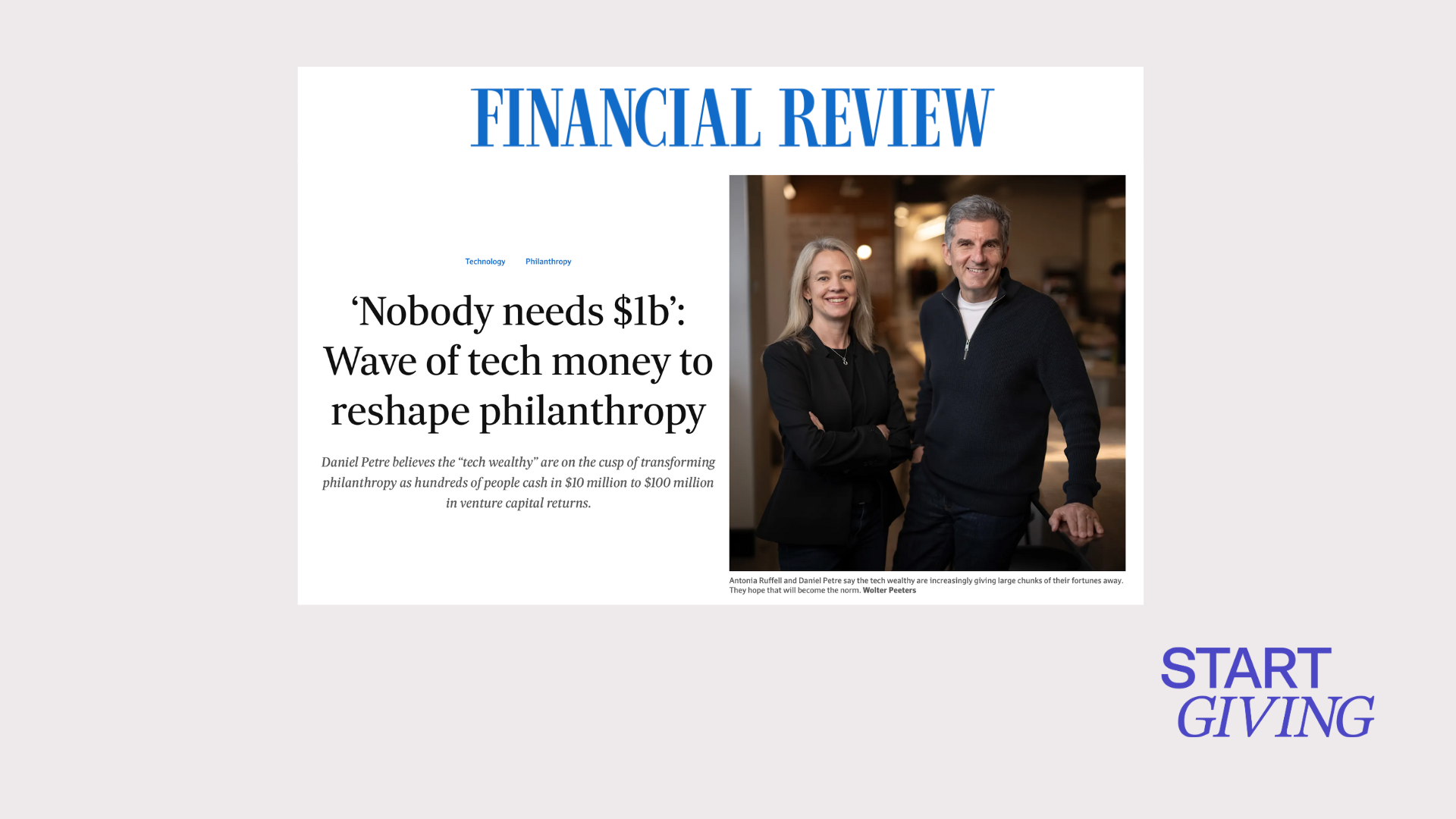 Australian Tech Giving Report launch coverage